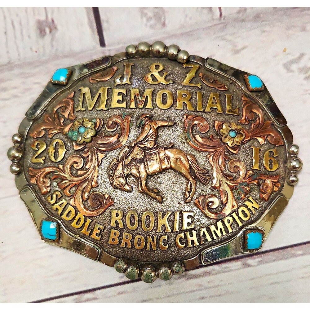 KW Karen Williams Designs J & Z Memorial 2016 Rookie Saddle Bronc Champ Buckle